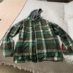 Burton dry ride hooded flannel snowboard jacket